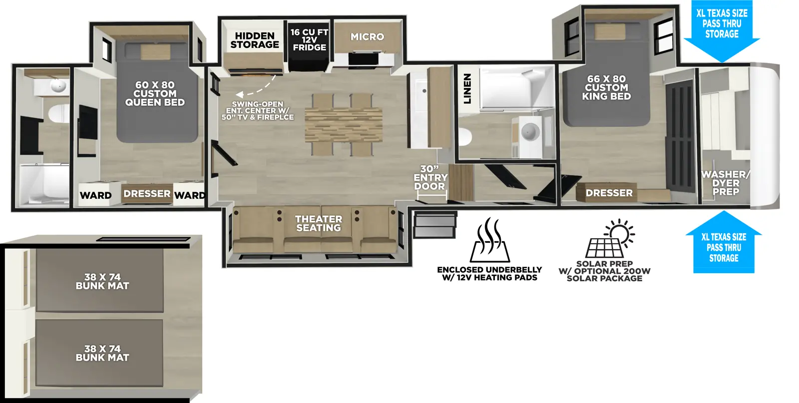 Heritage Glen Fifth Wheels 376FAM Floorplan